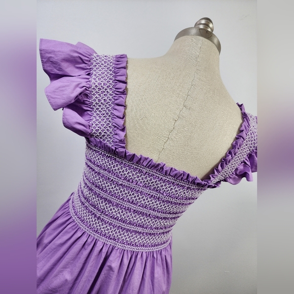Aaron & Amber Women's Purple Smocked Dress, Size Large - Picture 8 of 13